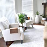 left side of living room with new rug