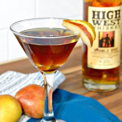pear manhattan with high west double rye whiskey - fall cocktails - thanksgiving ideas