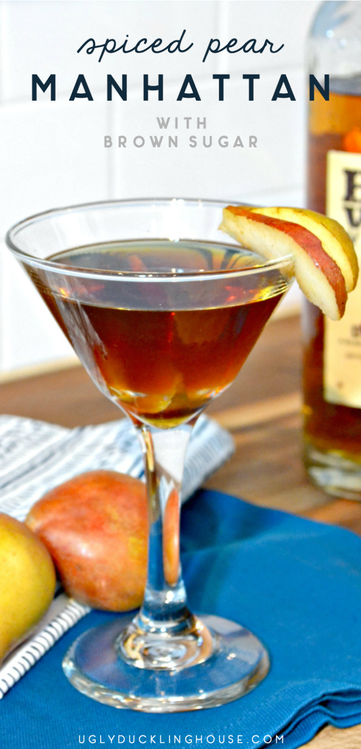 spiced pear manhattan with brown sugar simple syrup