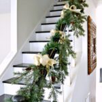 Christmas staircase gold and green