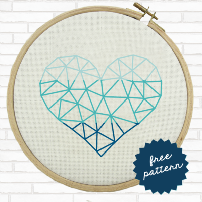 Ombré Geometric Heart Cross Stitch (Free Pattern)
