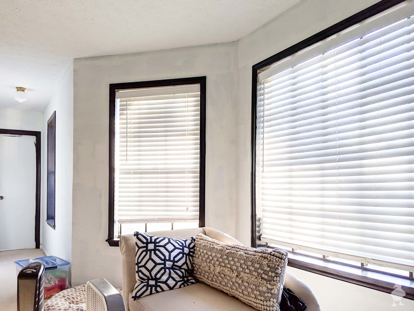 master suite bay window with white paint and tricorn black trim