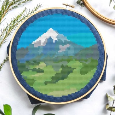paint by numbers mountain round cross stitch pattern