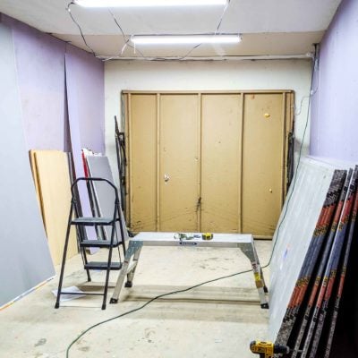 garage workshop makeover - progress with new drywall