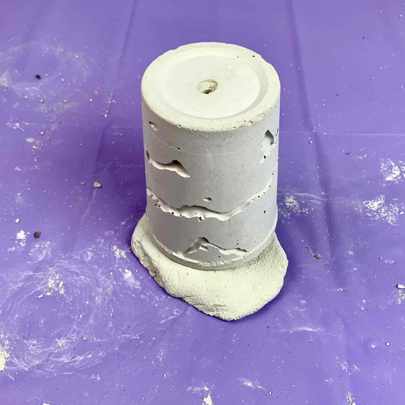 White Cement River Planter on sanding block