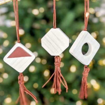 DIY wood and leather boho ornaments