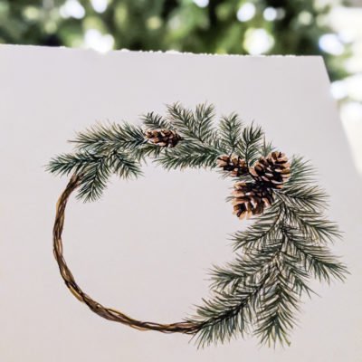 pine needle watercolor