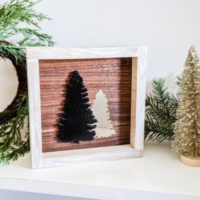 shelfie with tree cutout art