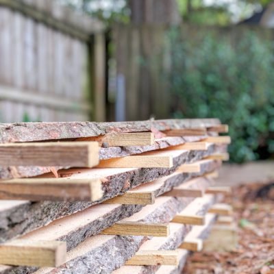 portable wood mill stack of live edge magnolia