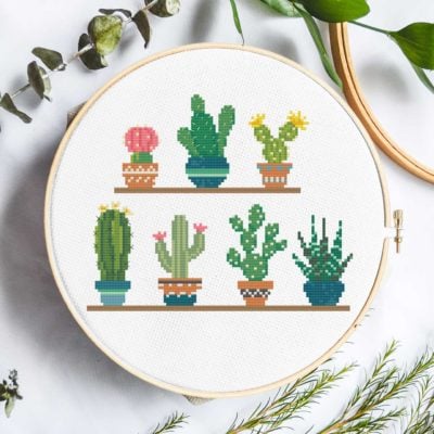 cactus cacti cross stitch pattern