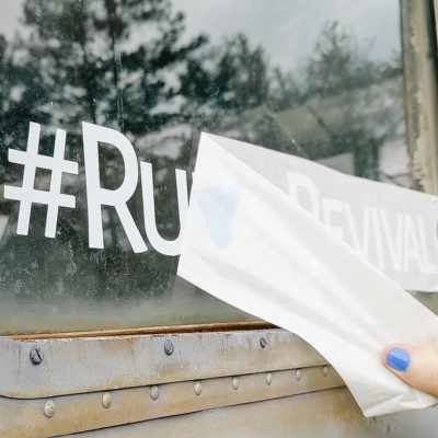 how to add window decals to vintage camper