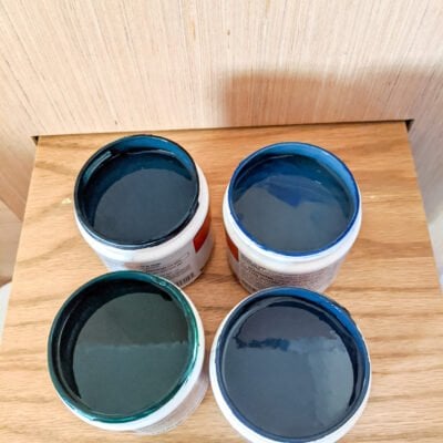 test pots of paint samples for picking the right color