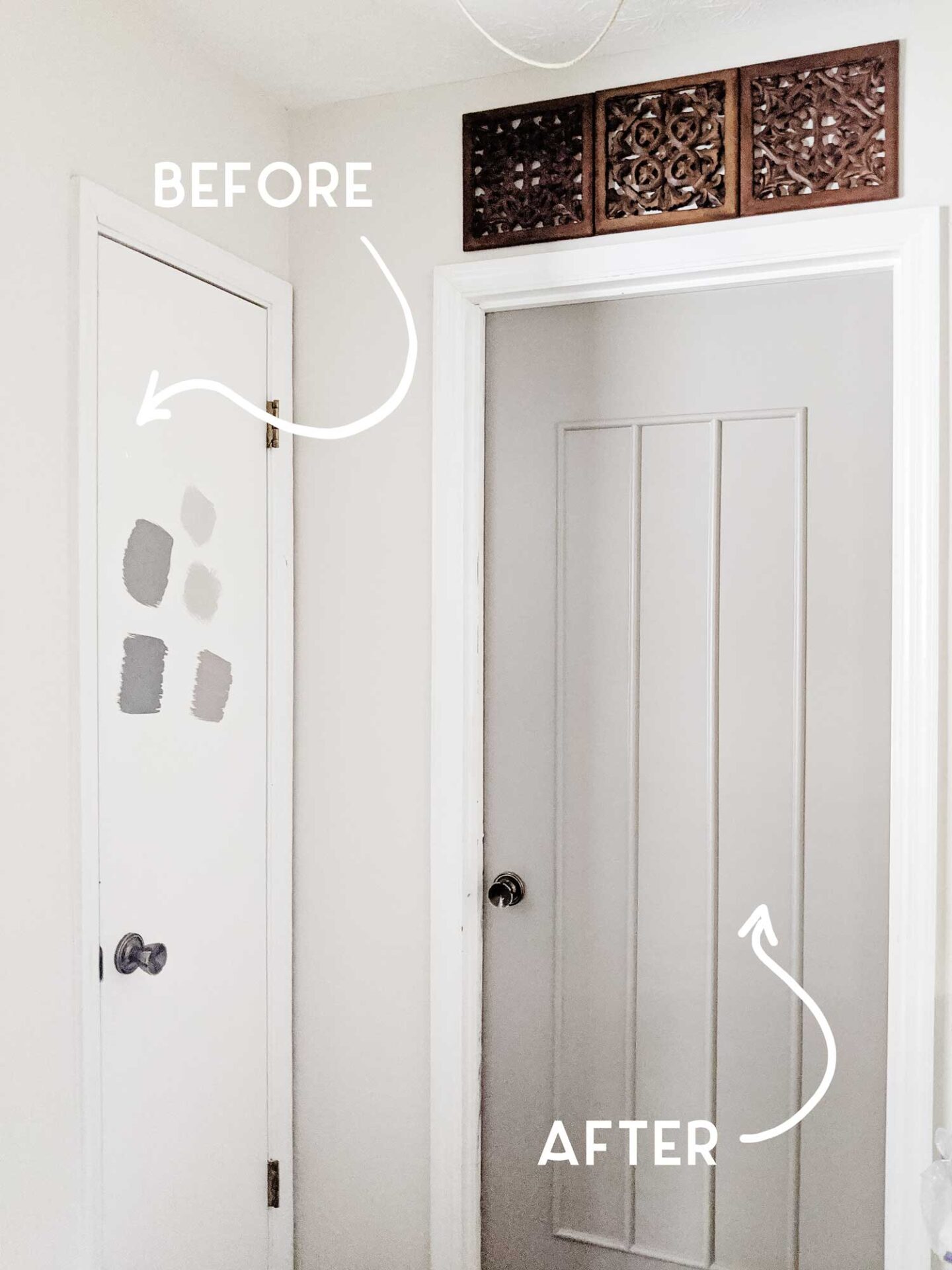 before and after adding door trim and paint - tutorial next week