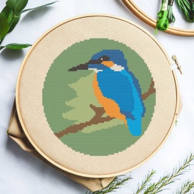 kingfisher bird cross stitch