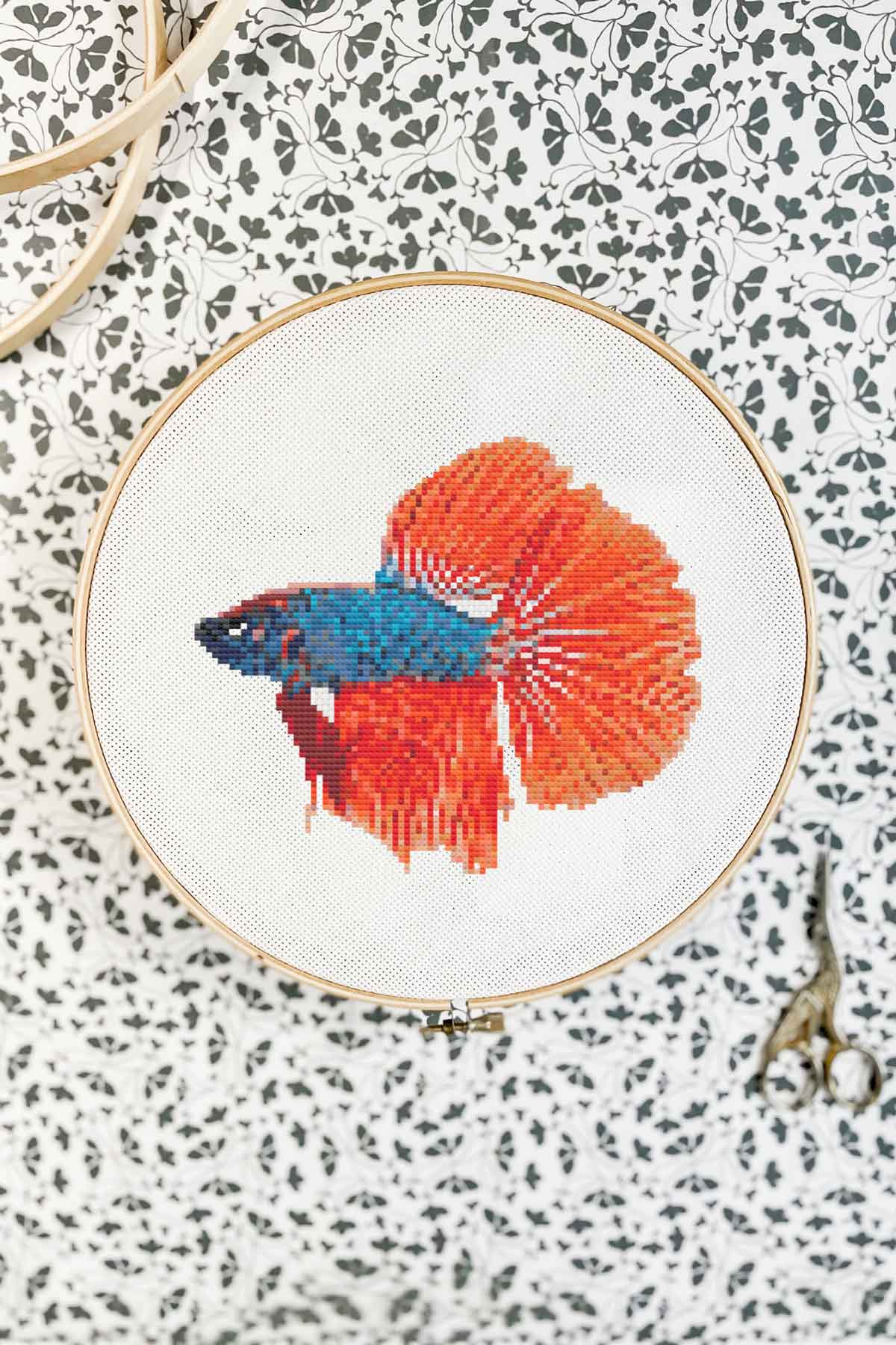 Betta fish cross stitch