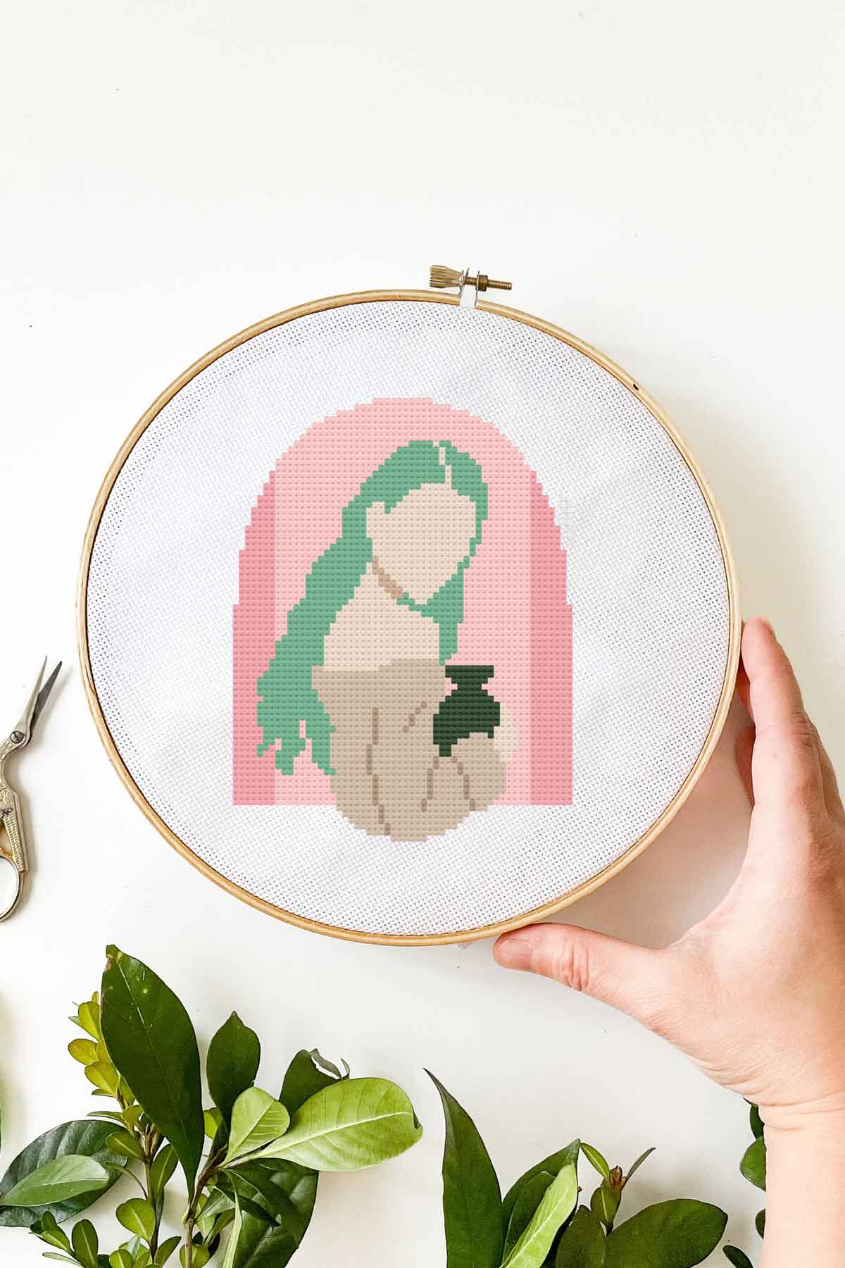 Woman V cross stitch